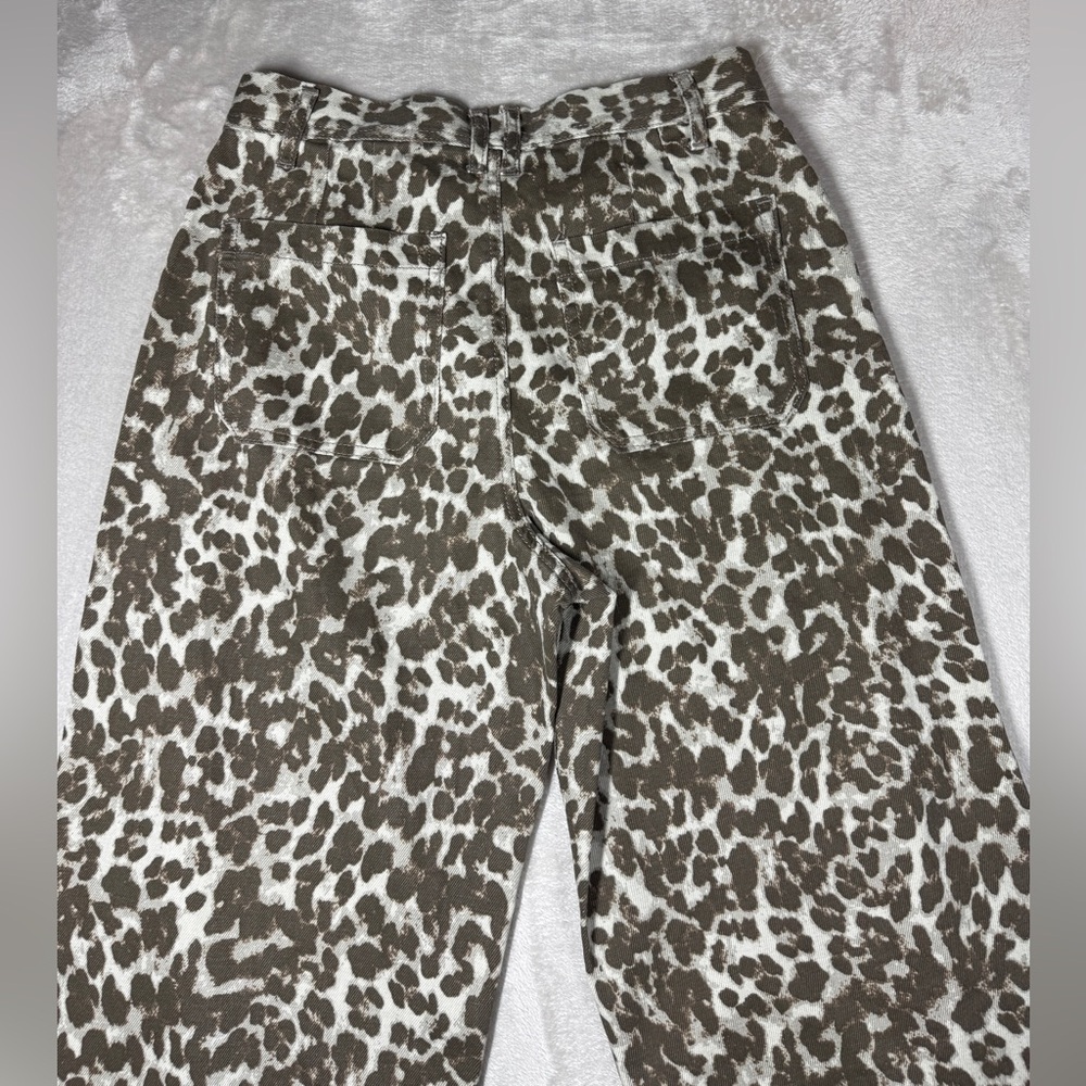 Sincerely Jules Leopard Animal Print Wide Leg Cropped 100% Cotton Jeans Size 29 - Picture 12 of 16